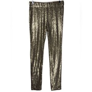 May & July ChampagneAll Over Sequin Embellished Stretchy Skinny Legging Pants M